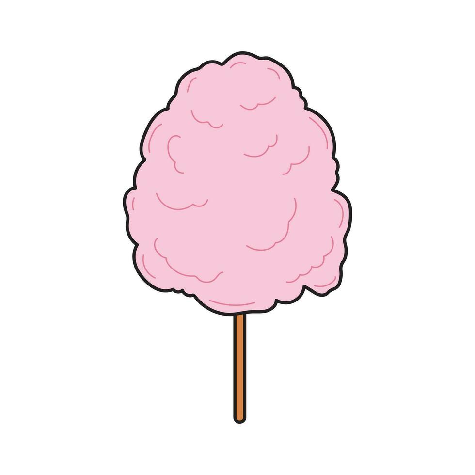 Kids drawing Cartoon Vector illustration cotton candy Isolated on White Background