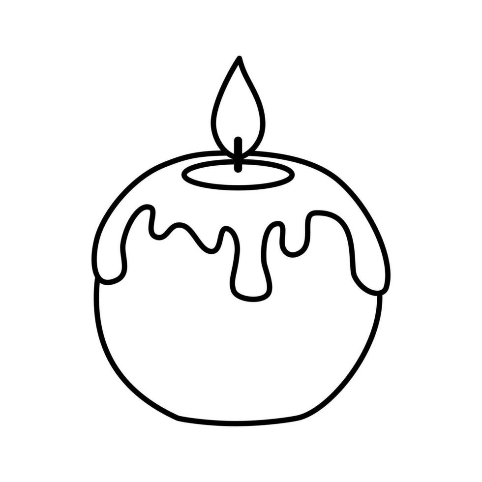 Candle ball with melted wax silhouette. Doodle illustration vector