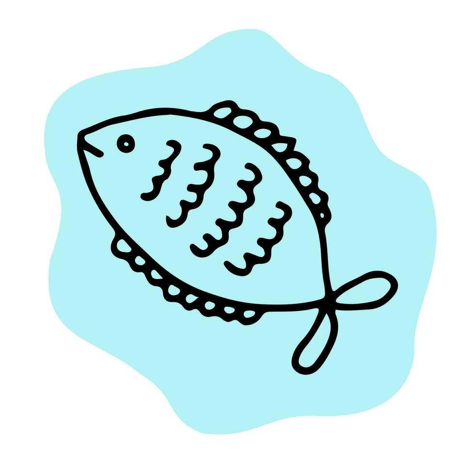 pescado garabatear línea mano dibujo editable vector ilustración