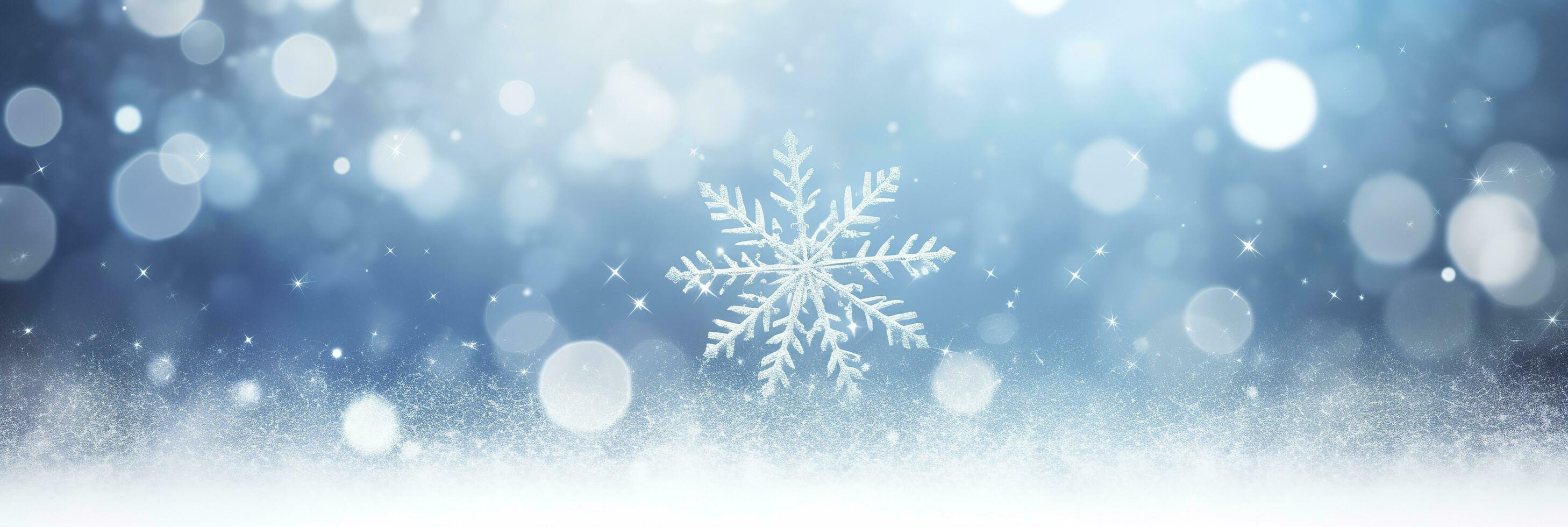 AI generated Snowflake on snow.Winter holidays background. Generative AI photo