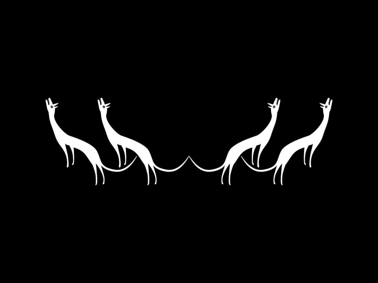 A Pack of Wolves, Naive Illustration, can use for Logo Gram, Art Illustration, Decoration, Ornate or Graphic Design Element. Vector Illustration