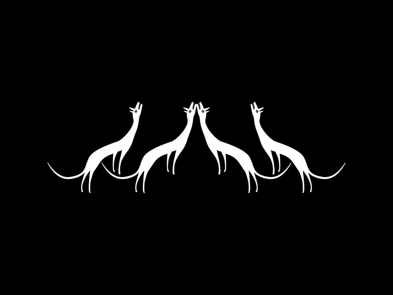 A Pack of Wolves, Naive Illustration, can use for Logo Gram, Art Illustration, Decoration, Ornate or Graphic Design Element. Vector Illustration