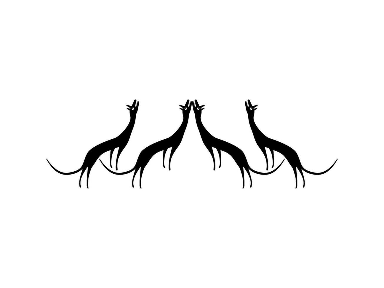 A Pack of Wolves, Naive Illustration, can use for Logo Gram, Art Illustration, Decoration, Ornate or Graphic Design Element. Vector Illustration