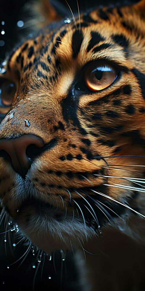 AI generated Leopard macro photography. AI Generated photo