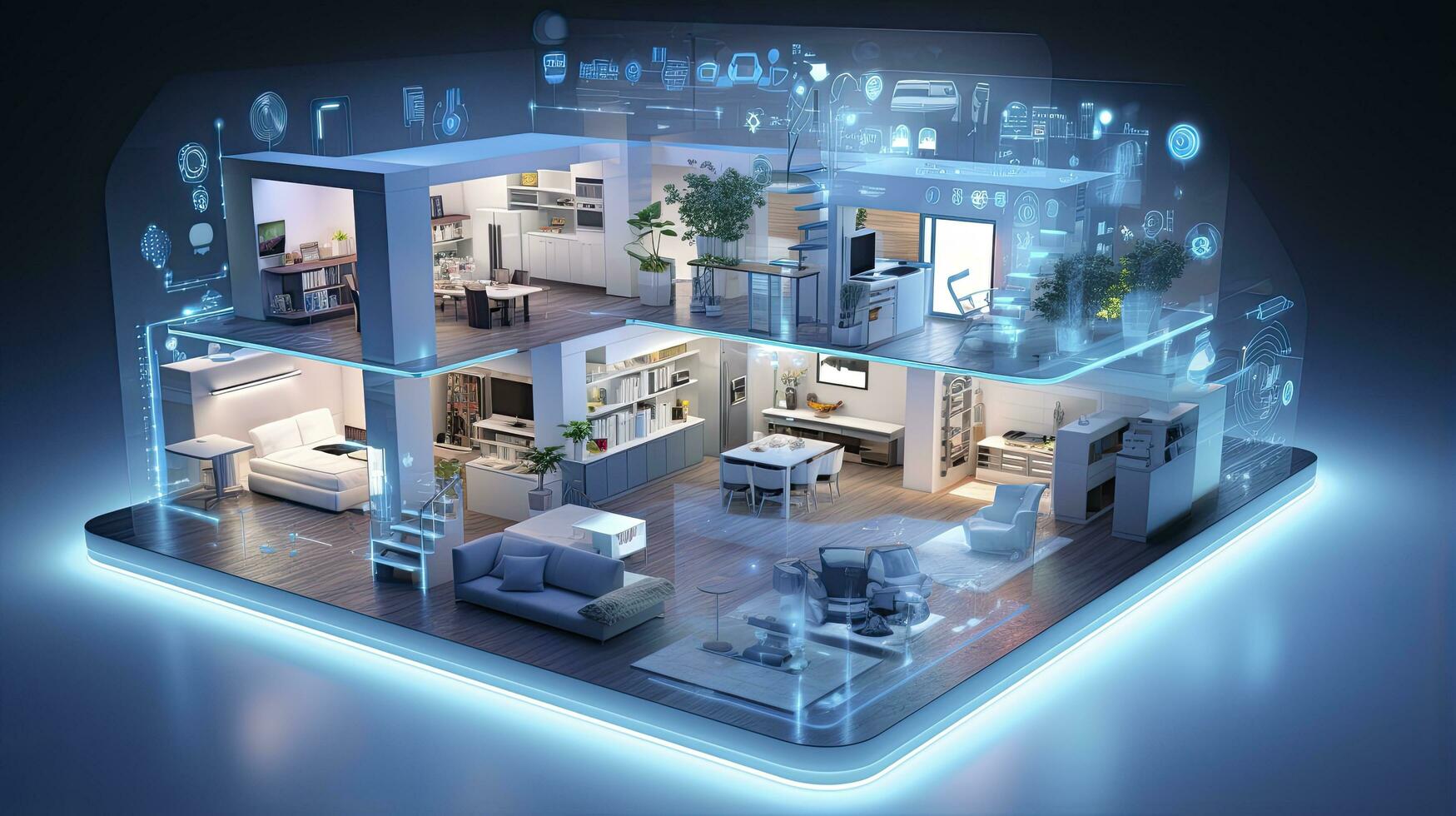 AI generated A Glimpse into the Connected Smart Home of Tomorrow. AI Generated photo