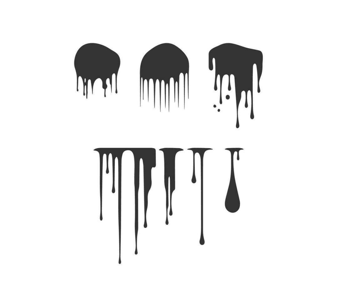 Paint dripping icon set. Vector illustration