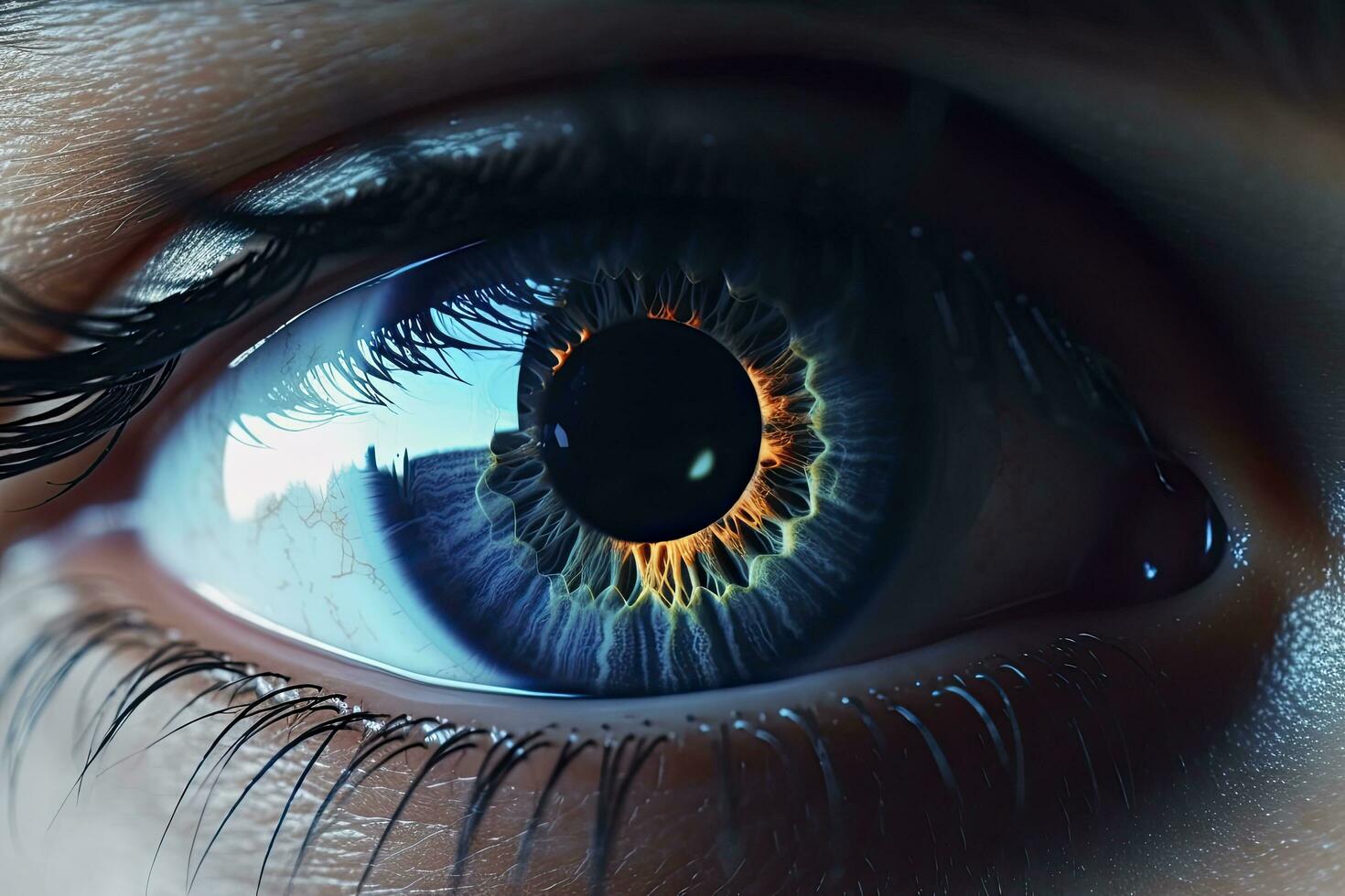 AI generated Close up of beautiful eye, looking at the camera. AI Generated photo