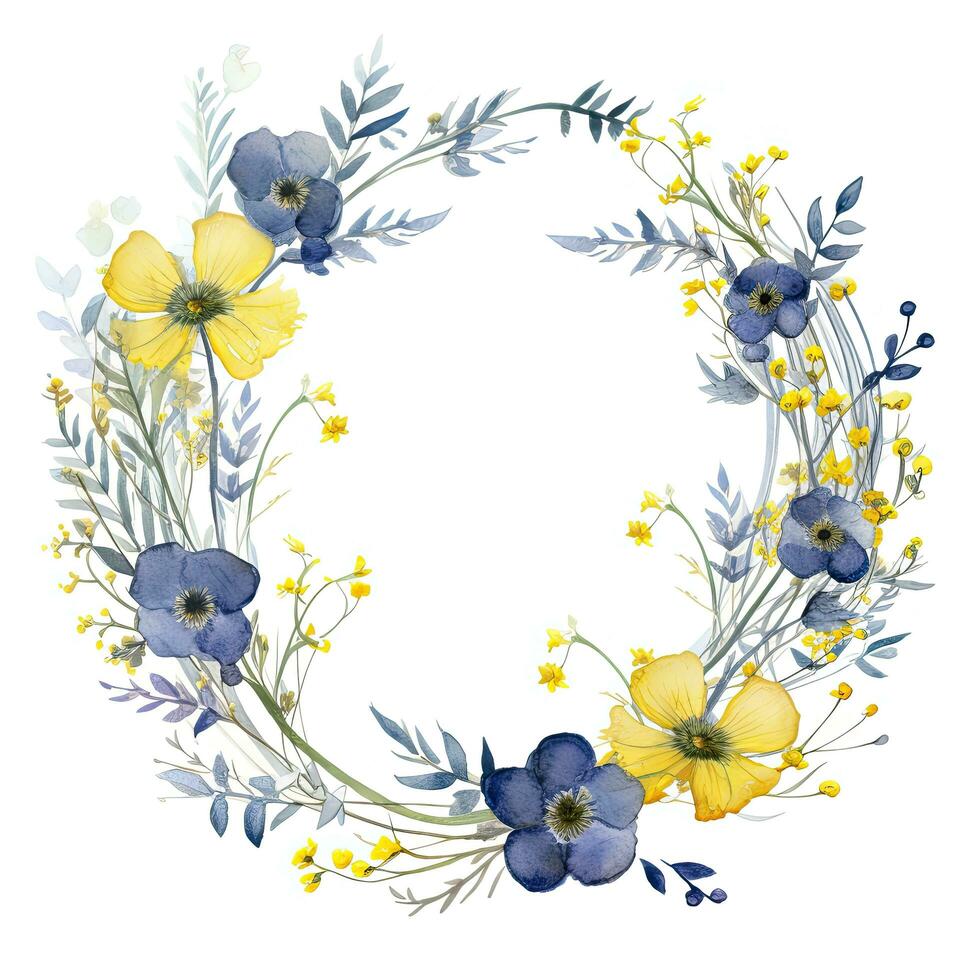 AI generated Watercolor circle frame. AI Generated photo