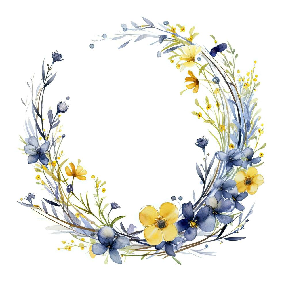 AI generated Watercolor circle frame. AI Generated photo