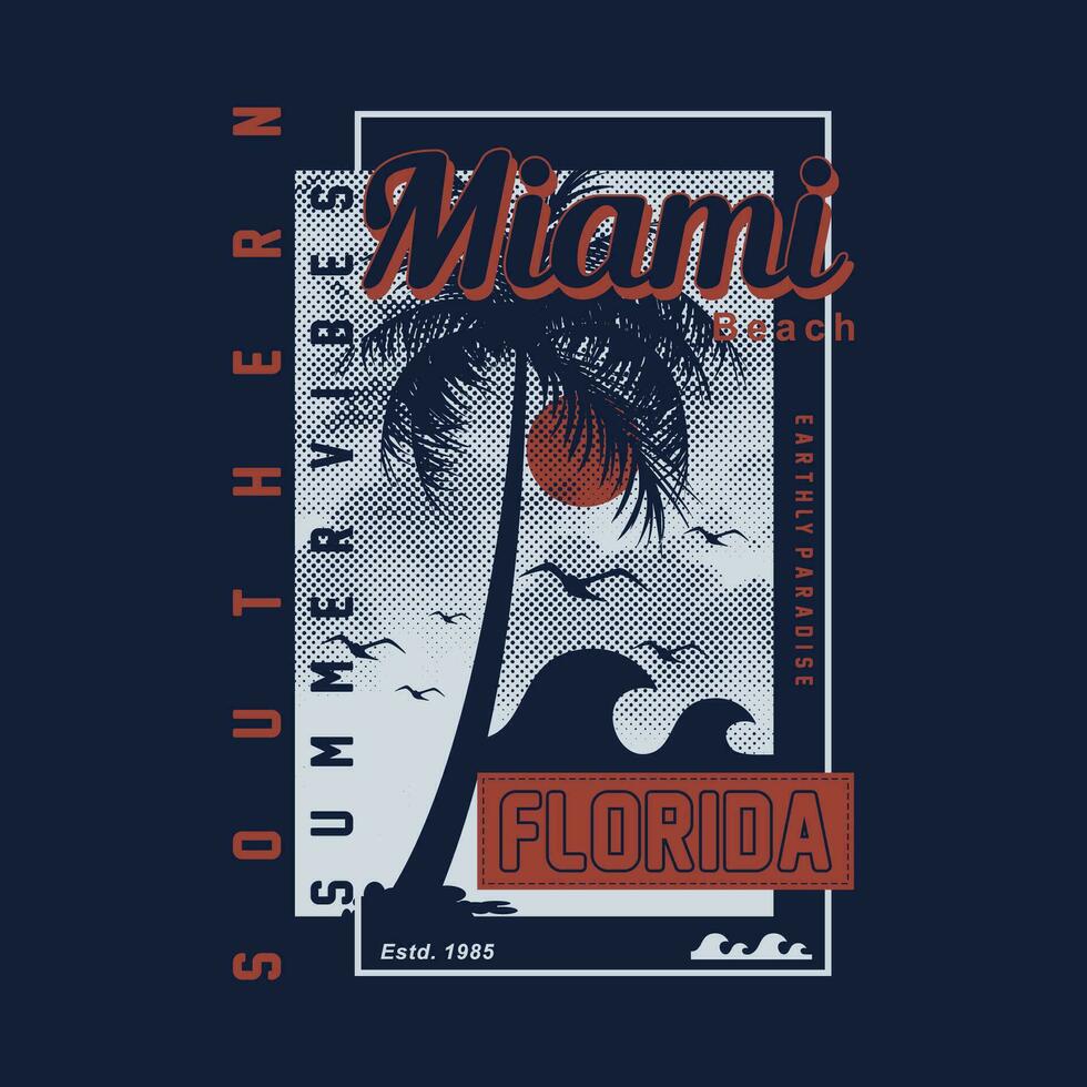 miami beach florida graphic, typography vector, t shirt design, illustration, good for casual style vector