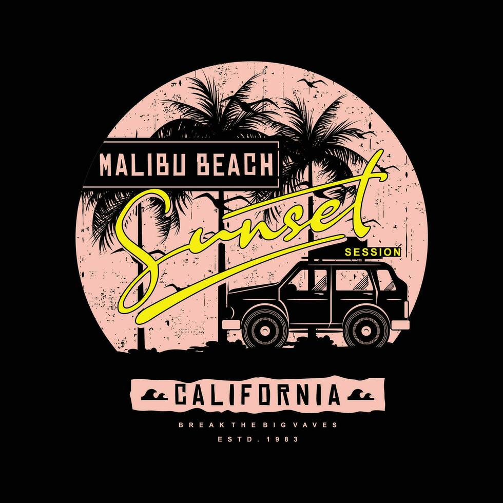 malibu california graphic, typography vector, t shirt design, illustration, good for casual style vector