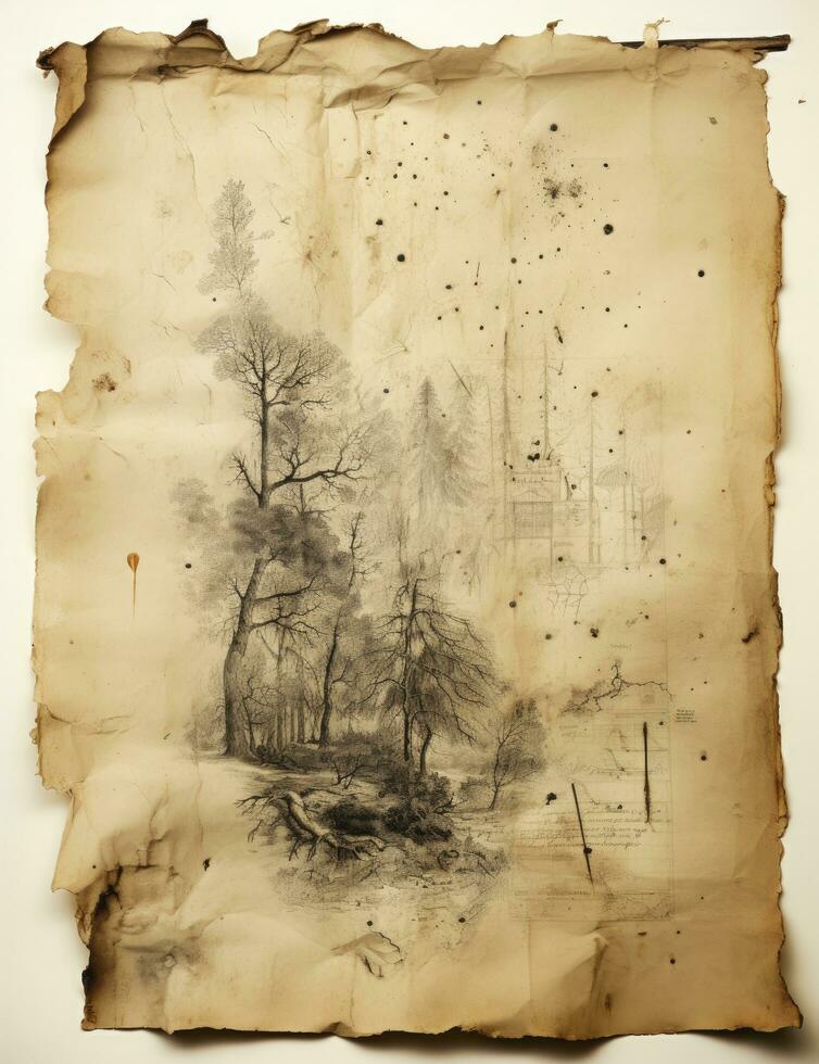 AI generated Sheet of vintage yellowed paper. AI Generated photo