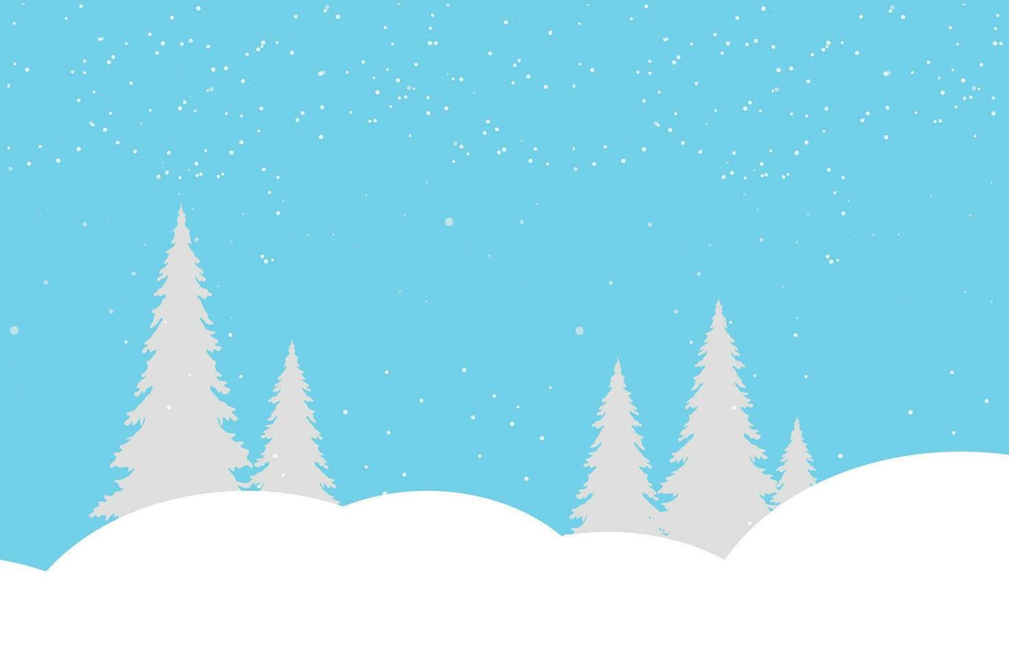 snowy winter landscape and pine trees in the foreground. vector