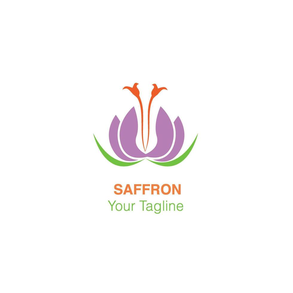 Fresh saffron. Isolated logo on white background. Saffron flower vector