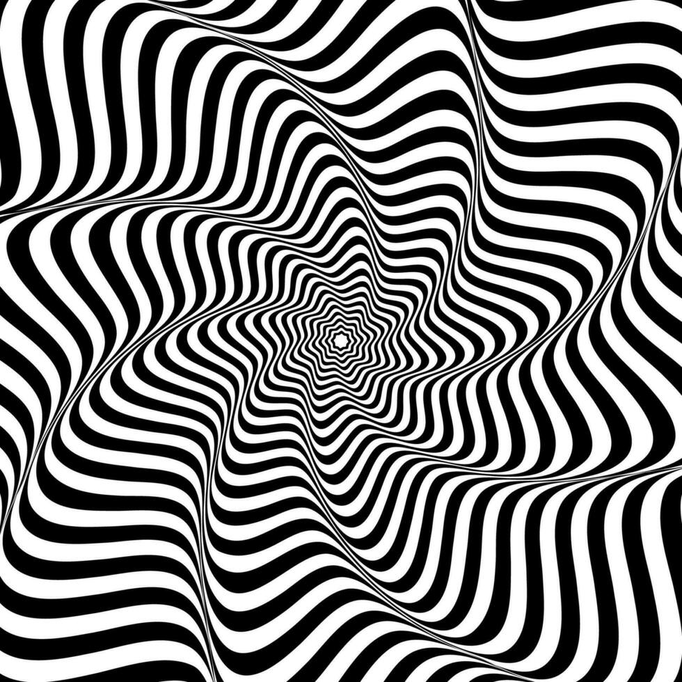 Optical illusions. Abstract striped with monochrome waves background. vector illustration