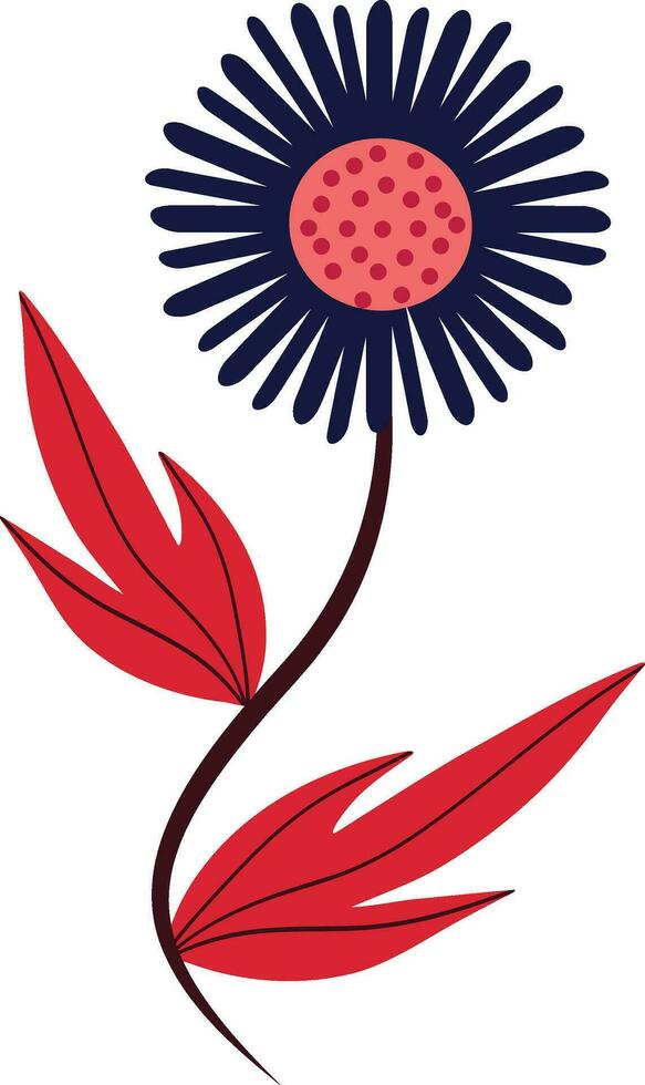 Elegant blue flower in Asian style. Cartoon illustration of flower vector
