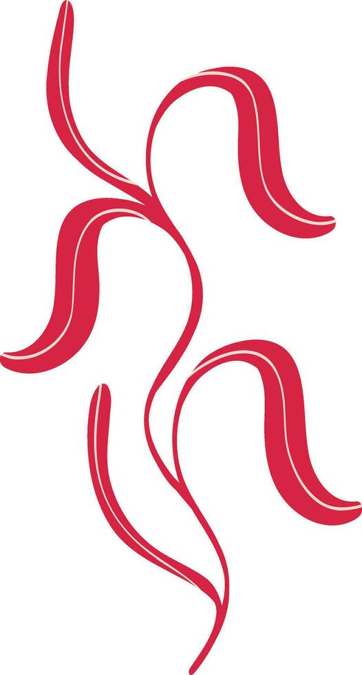 red floral twig in Asian style. Cute cartoon illustration of flower vector