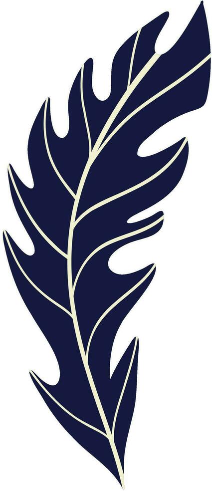 Blue cartoon leaf. Hand drawn illustration vector