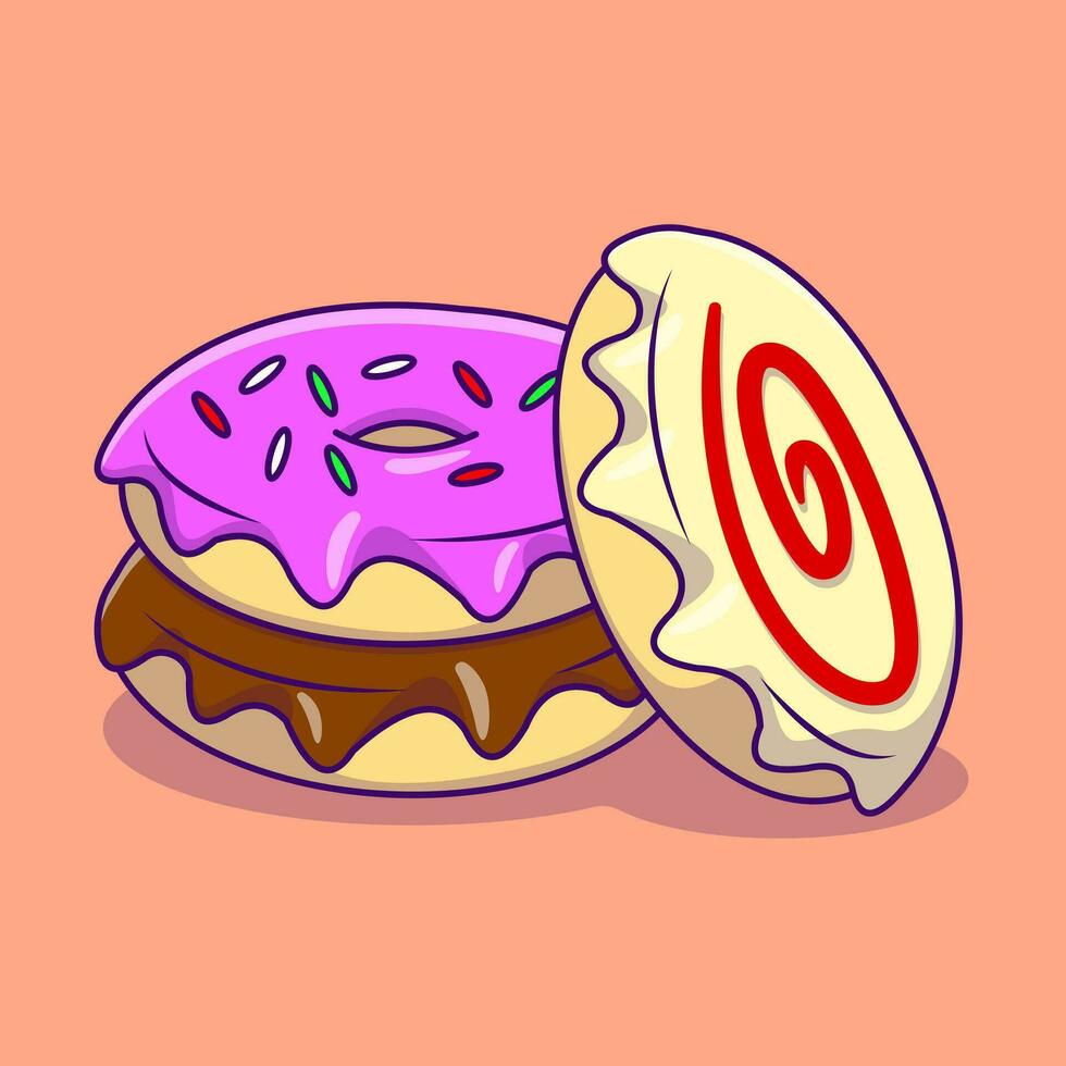 Doughnuts Cartoon Vector Icons Illustration. Flat Cartoon Concept. Suitable for any creative project.