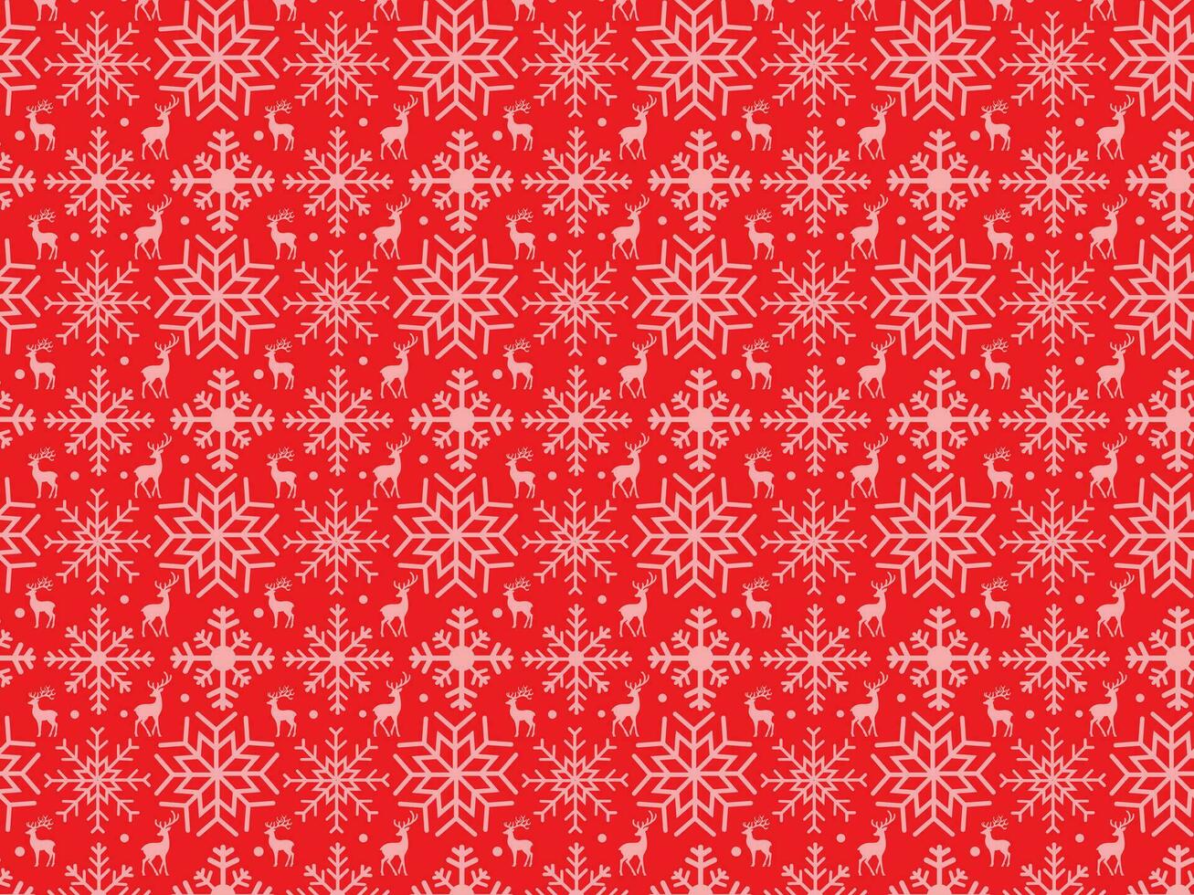 Christmas Snowflake Seamless Pattern red background vector illustration