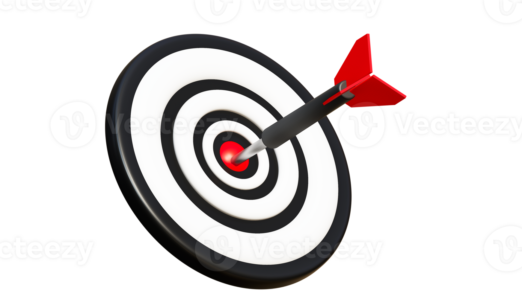 3D rendering of darts on target, Success goals concept png