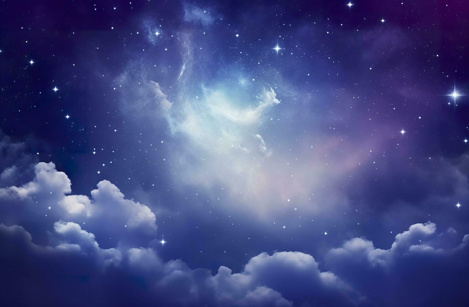 AI generated Space of night sky with clouds and stars. Generative AI photo