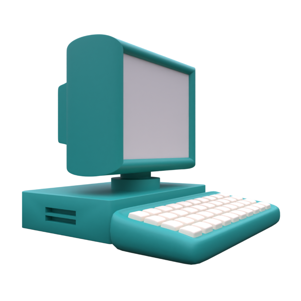 unique 3d le rendu isométrique vieux ordinateur clavier icône .réaliste vecteur illustration png