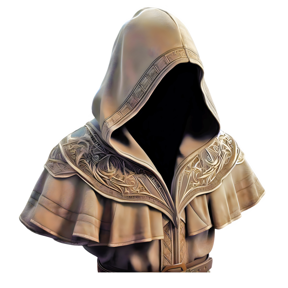 AI generated Medieval hooded cloak isolated on transparent background png