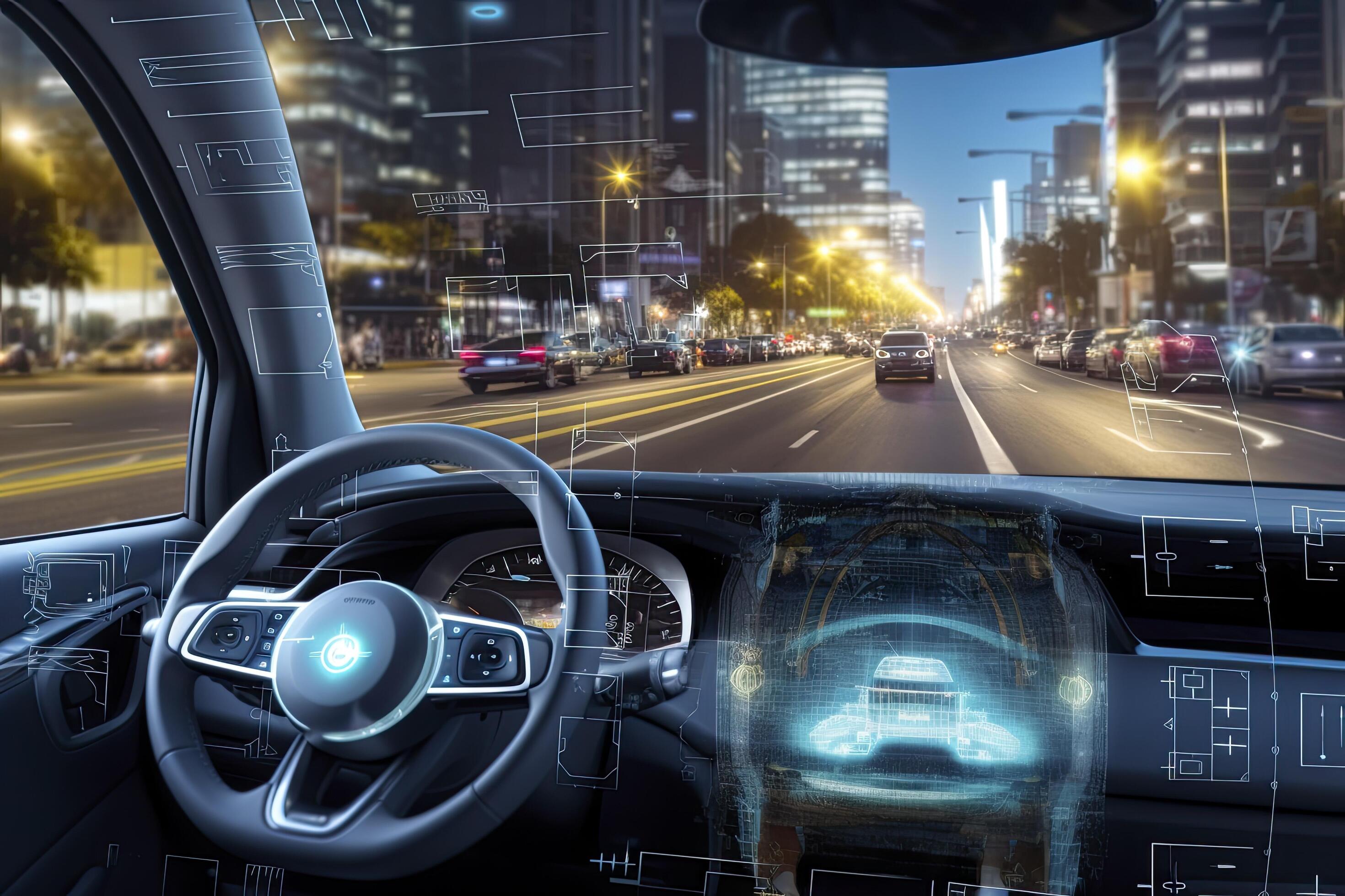 AI generated Modern smart car technology intelligent system using Heads ...