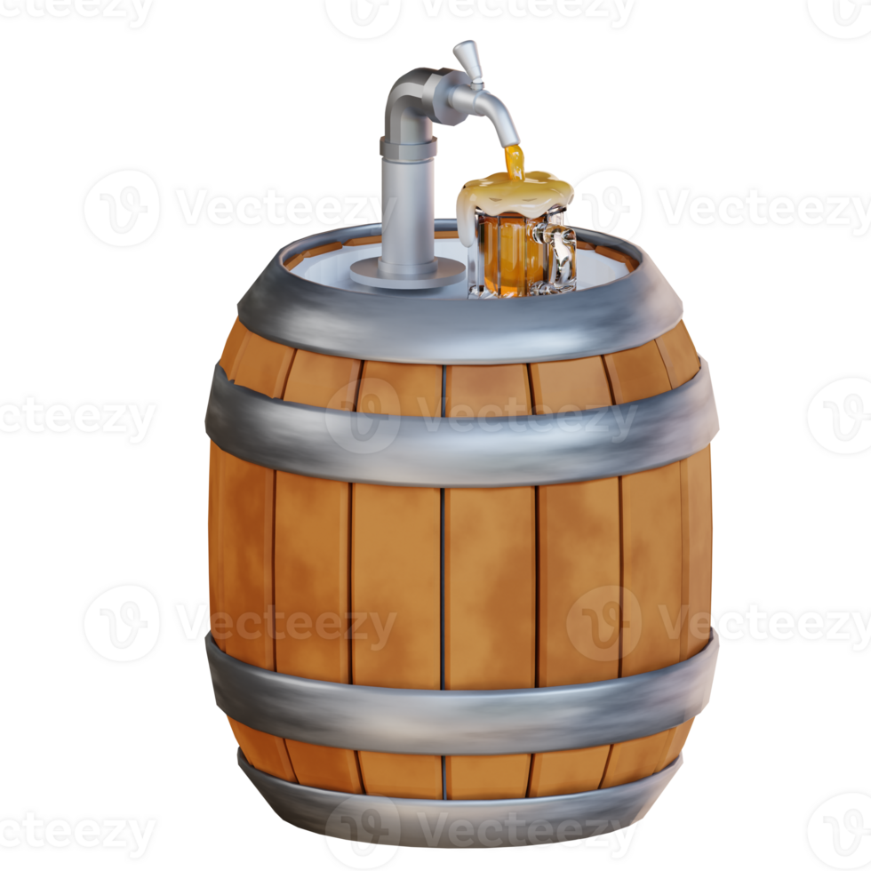 3d ilustración cerveza barril png