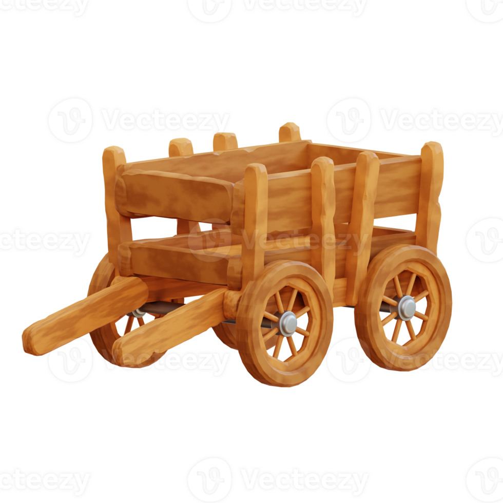3d illustration wooden cart png