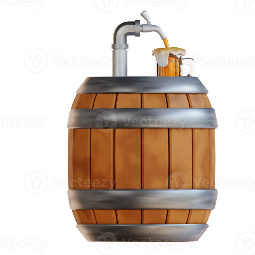 3d illustration beer barrel png