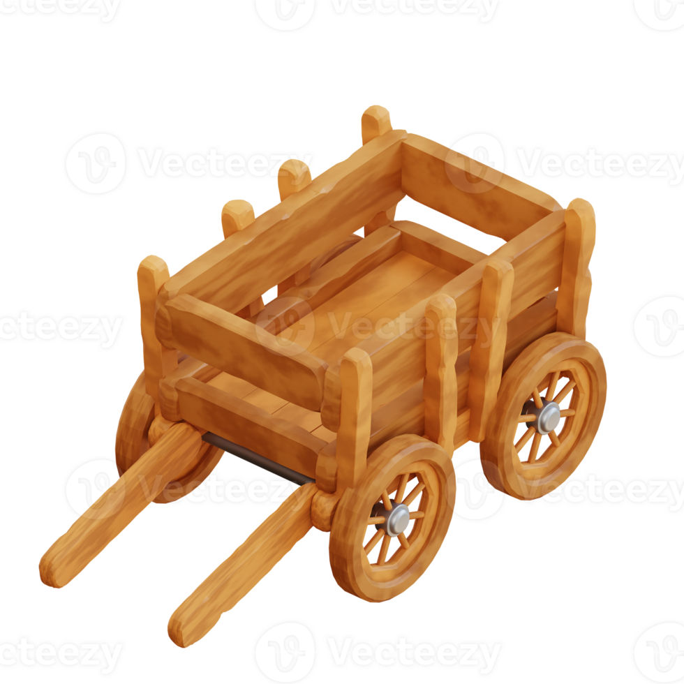 3d illustration wooden cart png