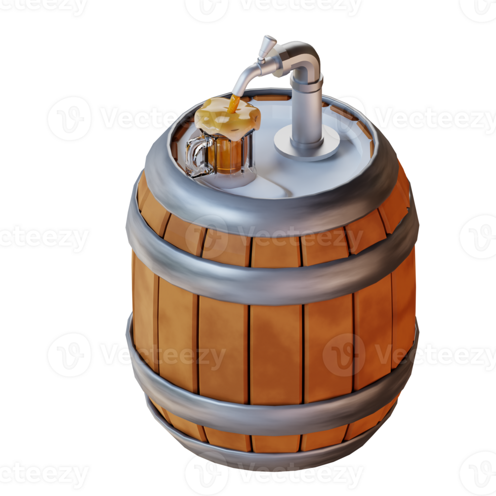 3d ilustración cerveza barril png