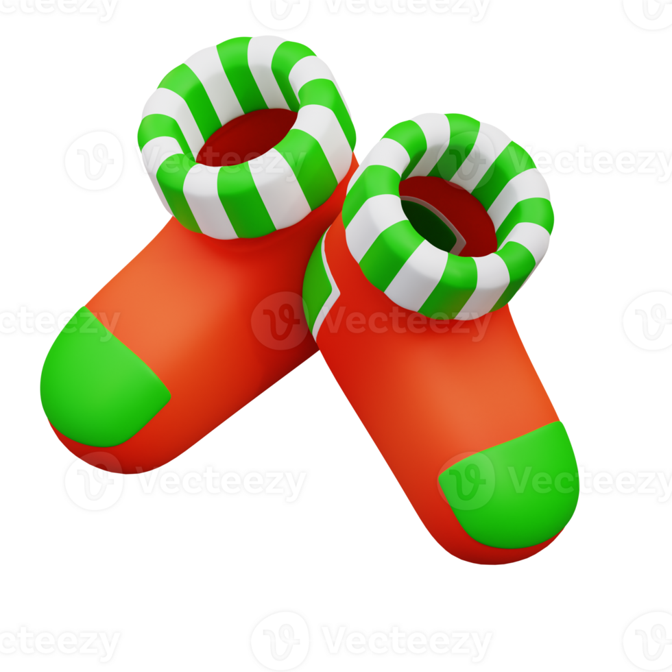 3d illustration of Christmas socks png