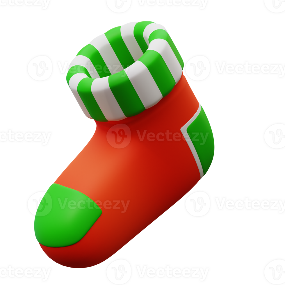 3d illustration of cute Christmas sock ornaments png