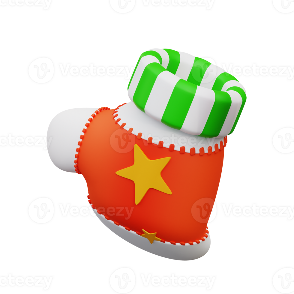 3d illustration cute Christmas gloves png