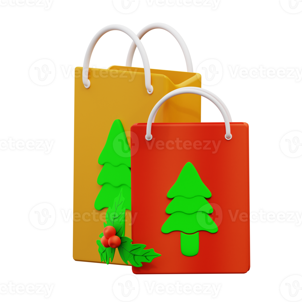 3d illustration of Christmas paper bag png