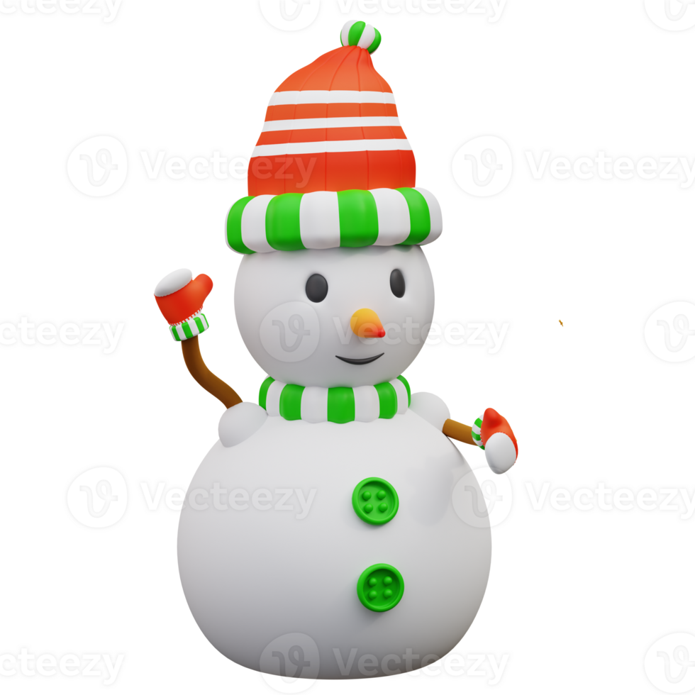 3d illustration snowman hello png