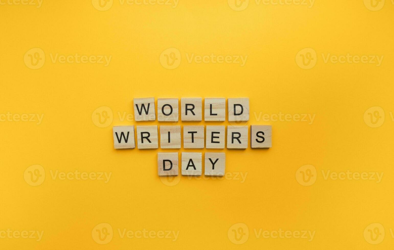 On March 3, World writers day, a minimalistic banner with an inscription in wooden letters photo