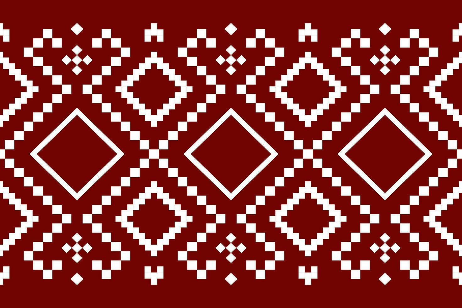 Red traditional ethnic pattern paisley flower Ikat background abstract Aztec African Indonesian Indian seamless pattern for fabric print cloth dress carpet curtains and sarong vector