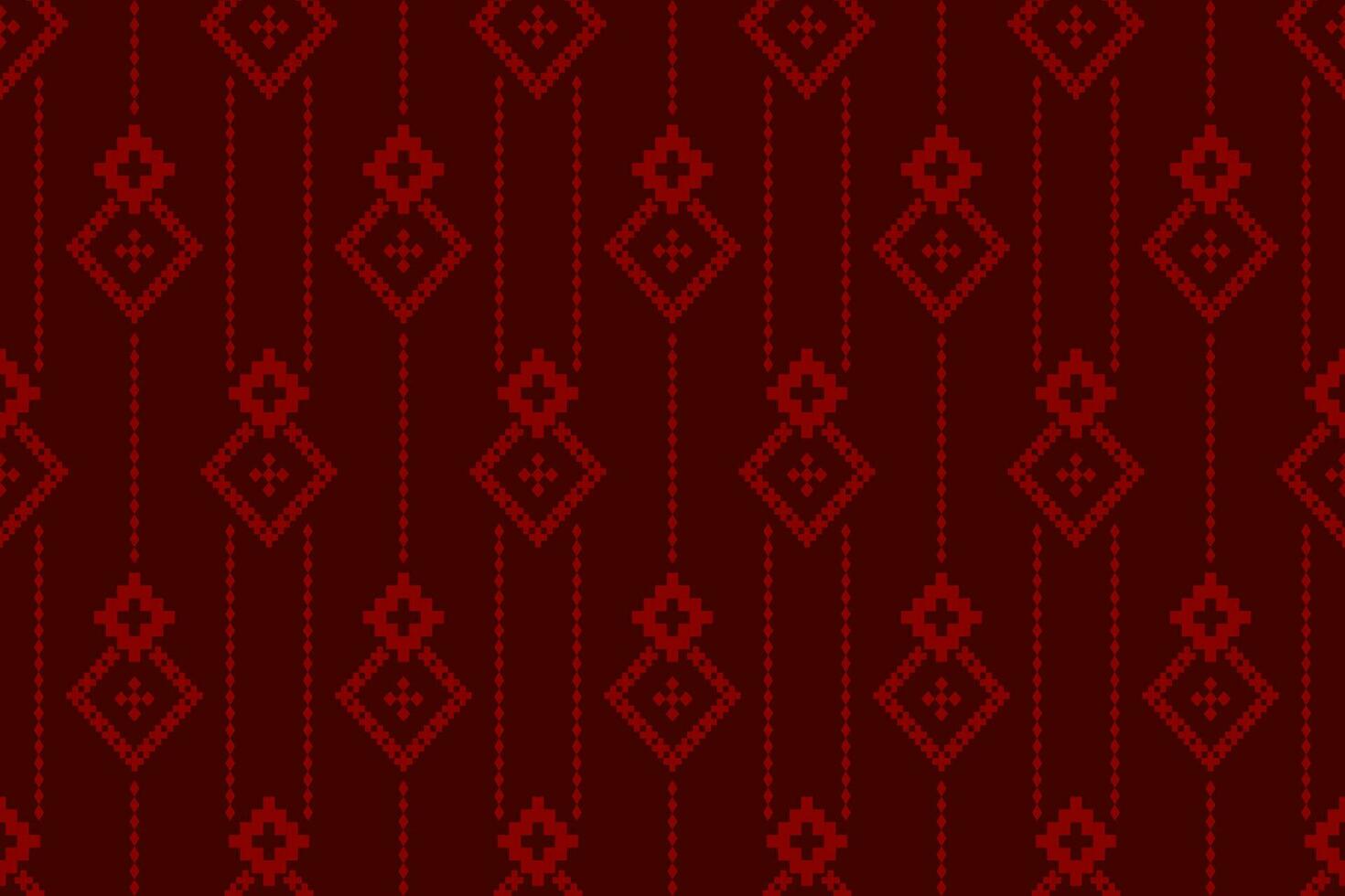 Red traditional ethnic pattern paisley flower Ikat background abstract Aztec African Indonesian Indian seamless pattern for fabric print cloth dress carpet curtains and sarong vector