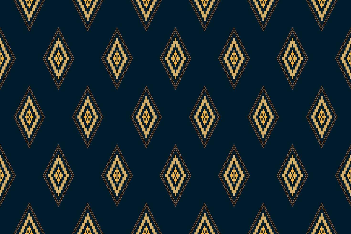 Indigo navy blue geometric traditional ethnic pattern Ikat seamless pattern border abstract design for fabric print cloth dress carpet curtains and sarong Aztec African Indian Indonesian vector