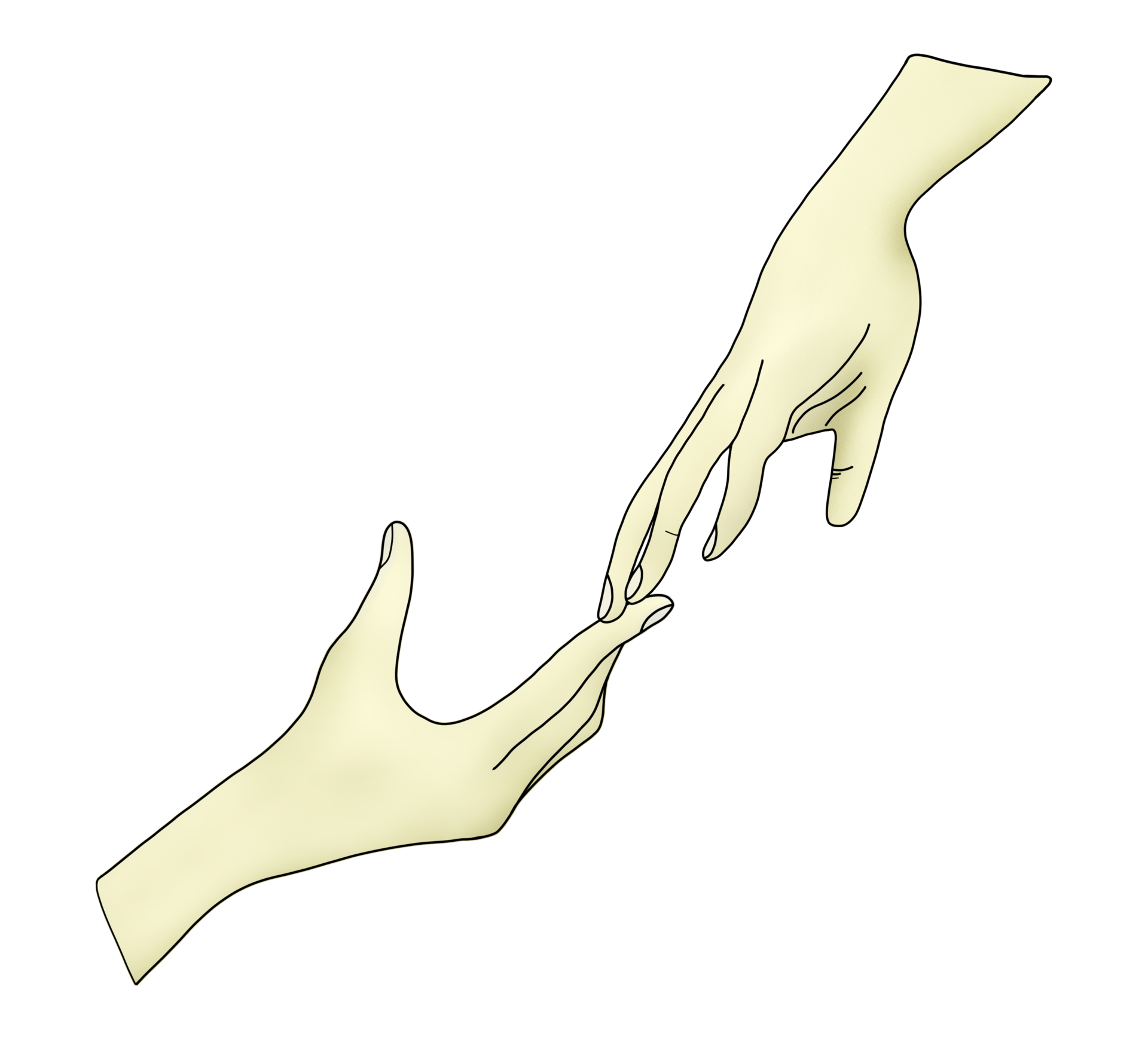 Hand arm finger palm gesture concept, hands in doodle style isolated