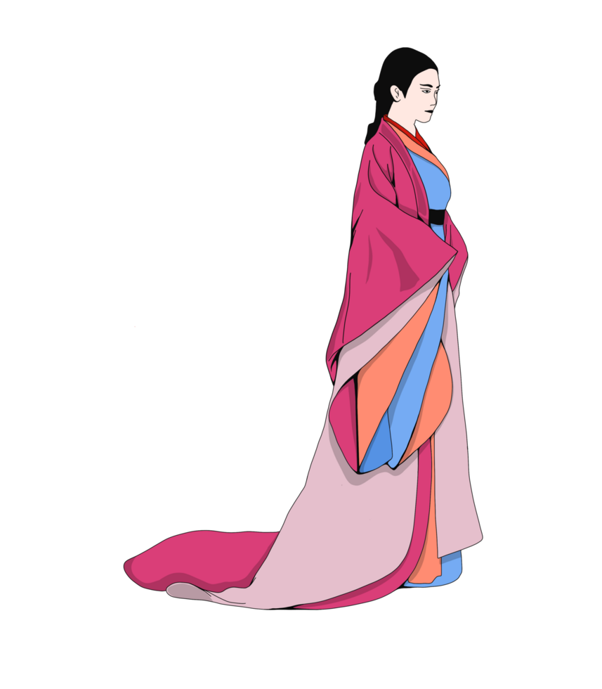 Chinesisch Mädchen im traditionell Kleid halten ein Chinesisch Laterne, Karikatur Chinesisch Mädchen, Chinesisch Neu Jahr Charakter im eben Design, ziemlich japanisch Kimono Mädchen png