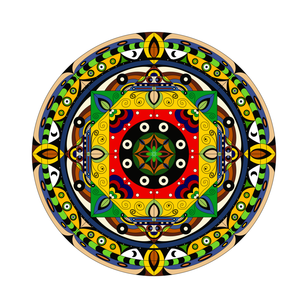 illustration of Mandala art, Tibetan Buddhist Mandala, Decorative round ornament, Isolated on white background, Arabic, Indian, ottoman motifs, Japanese, Colorful Mandala Art, pictures for meditation png