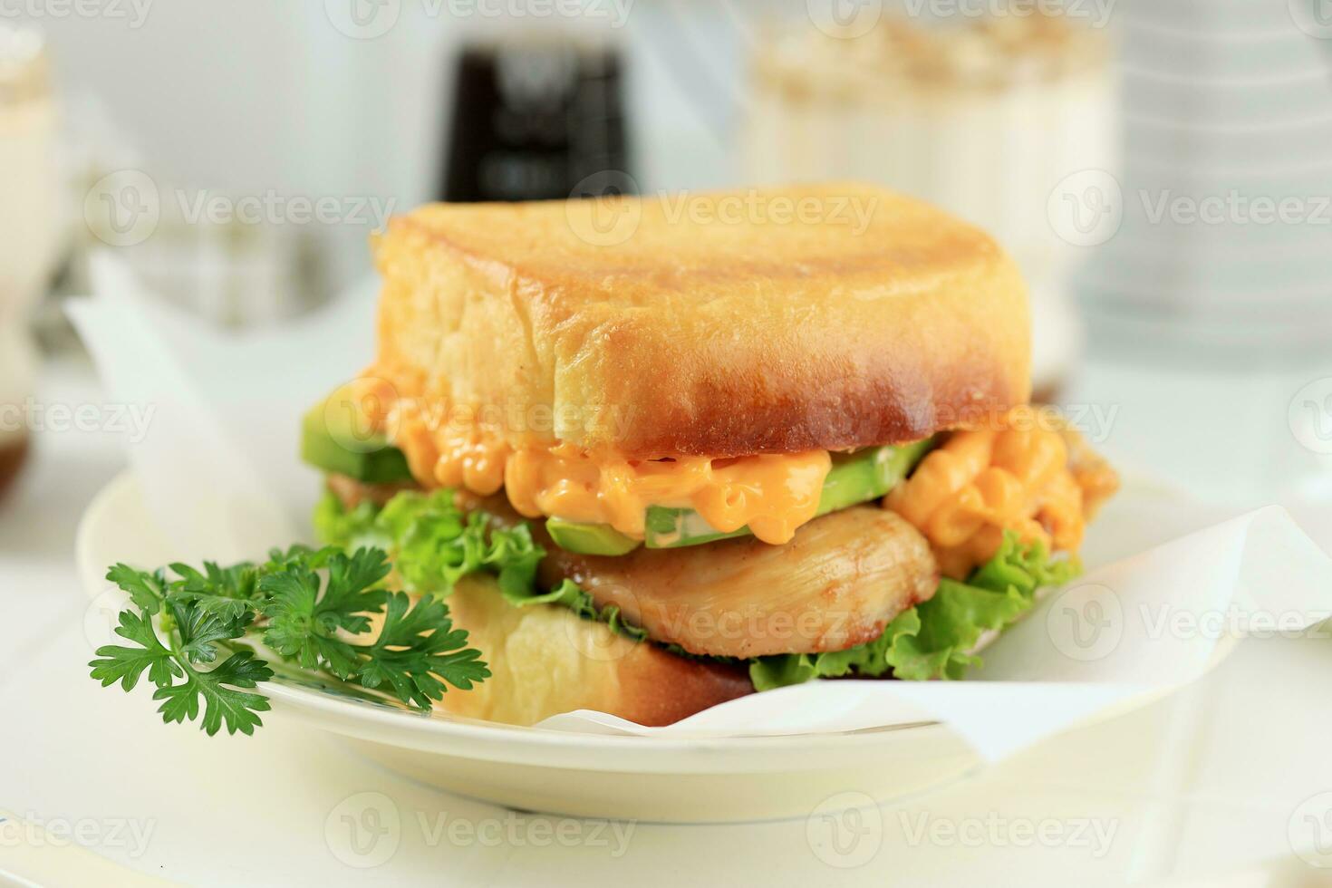 Hokkaido Bread Chicken Sandwich with Lettuce photo