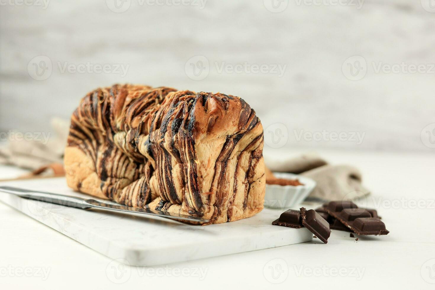 Swirl Brioche with Chocolate, Chocolate Roll Bread, Pull Apart Rolls Babka. photo