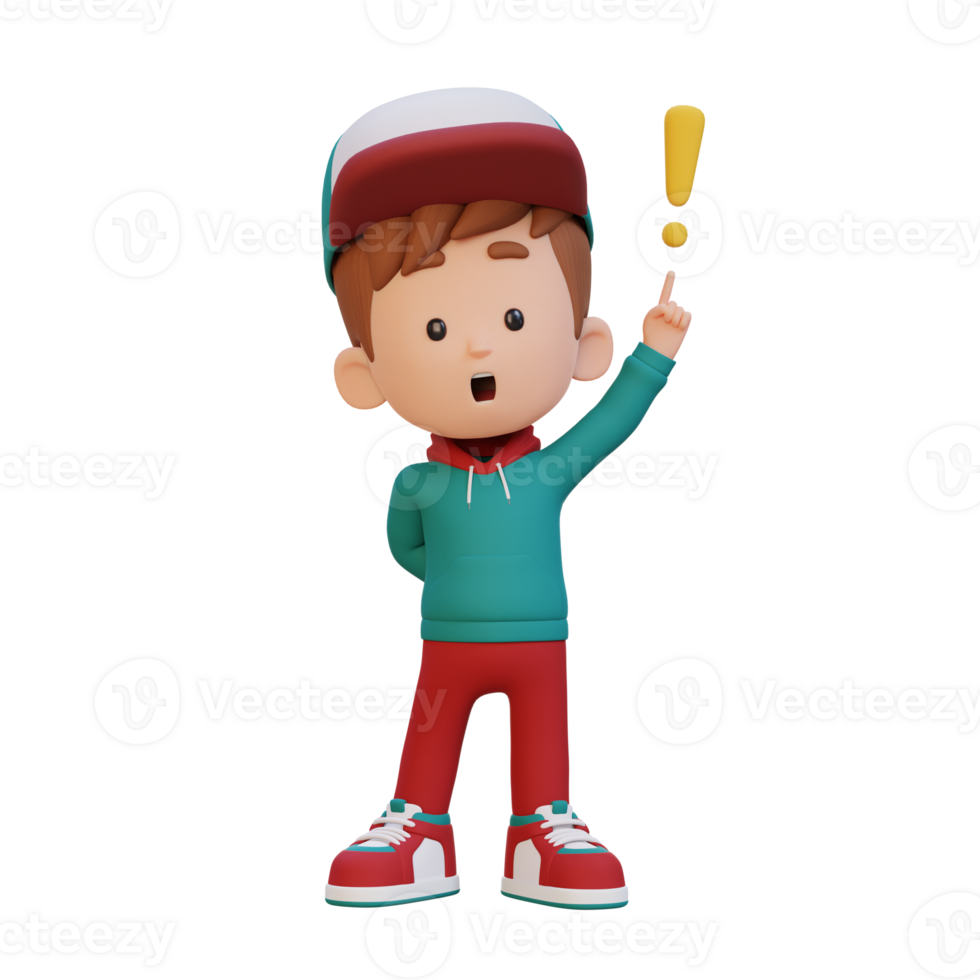 3D cute kid got an idea png