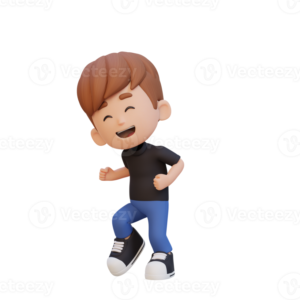 3D cute boy happy dancing png